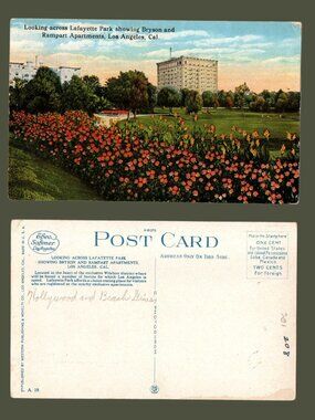 10/$25 Vintage 1930s California Lafayette Park Los Angeles Linen Postcard
